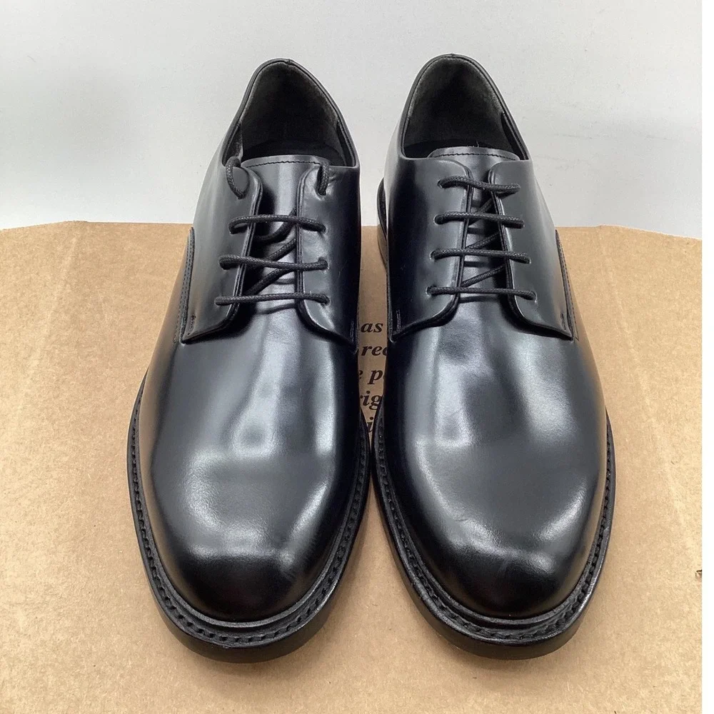 Vince Mens Black Leather Derby Dress Shoes Round Toe Lace Up Size 9M EUR 42
